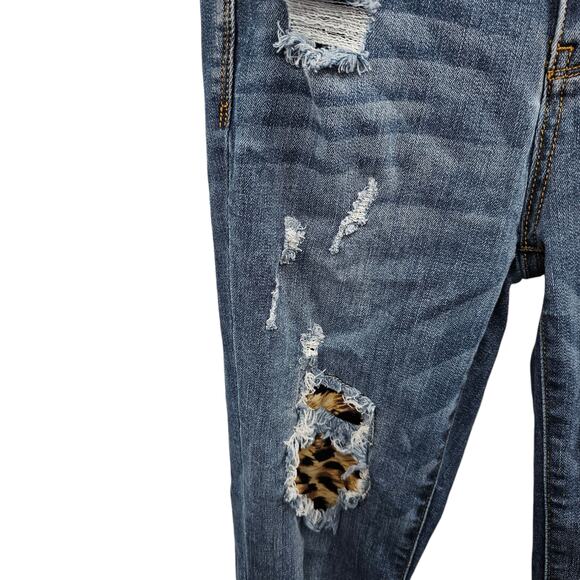 Judy Blue Jeans Womens Size 27 Blue Denim Skinny Distressed Ripped Cheetah - Picture 5 of 10